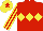 Red, Yellow triple diamond, striped sleeves, Yellow cap, Red star