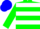 green, white hoops, green sleeves, blue cap