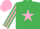 Emerald Green, Pink star, striped sleeves, Pink cap