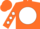 orange, white ball, orange unicorn, white diamonds on sleeves, orange cap