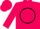 Hot pink, black 'ttr' in black framed circle