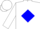White, green and blue vertical diamond seam, green and blue diamond band on sleeves, white cap