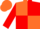 Orange and red quartered diagonally, red sleeves, orange cap