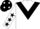 White, black chevron, black stars on sleeves, black cap, white spots