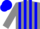 Grey, blue 's' and stripes, blue cap