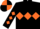 Black, orange triple diamond, diamonds on sleeves, quartered cap