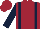 Maroon, dark blue braces and sleeves