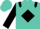 Turquoise, black 'jc' black epaulets, black diamond sleeves, black cuffs