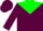 Maroon, green yoke, white 'b', white band on sleeves