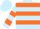 Light blue, orange hoops, orange bars on sleeves