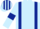 Light blue, dark blue braces and armlets, striped cap