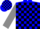 Blue, black blocks, grey sleeves