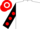 White, black sleeves, red spots, hooped cap