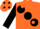 Orange, large black spots, orange dots on black sleeves