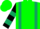 Green, dark green braces, dark green shamrock, dark green bars on sleeves