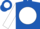 Royal blue,  royal blue 'jm' on white ball, royal blue bars on white sleeves