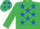 Emerald Green, Royal Blue stars, White cap, Royal Blue stars