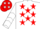 WHITE, RED stars, RED and WHITE chevrons on sleeves