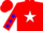 Red, blue trimmed white star, blue stars on sleeves