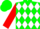 Green, three white diamonds, red sleeves