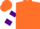 Orange, white paw prints, purple bars on sleeves