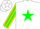 White, gold arrow through green horseshoe, green star stripe on sleeves