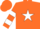 Orange, orange ' b ' on white star, white bars on sleeves
