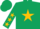 Dark green, dark green 'w' on gold star, gold stars on sleeves
