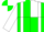 Green, white braces,' green and white quartered sleeves, green and white quartered cap