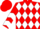 Red, white diamonds, white chevrons on sleeves, red cap
