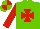 Light green, red maltese cross and sleeves, quartered cap