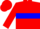 Red body, blue hoop, red arms, red cap