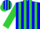Blue, lime 'bs',  lime stripes on sleeves
