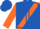 Royal blue, orange sash, royal blue seams on orange sleeves, royal blue cap