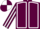 Maroon, White seams, striped sleeves, quartered cap