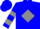Blue, grey 'w' in grey diamond frame, grey bars on sleeves
