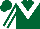 Dark green, white chevron, white stripe on sleeves
