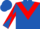 Royal blue, red chevron, diabolo on sleeves