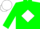 Green, green 'eo' on white diamond, white cap