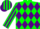 Green and purple diamonds, green sleeves, purple stripes