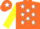 Orange, white stars, yellow sleeves, orange cap, white star