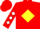 Red, red 'c' on white and yellow diamond, white diamonds on sleeves