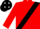 red, white and black sash, black cap, white diamonds