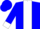 Blue, white 'r' in horseshoe, white horseshoe stripe and cuffs