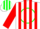 White, red 's' in green circle, red stripes on sleeves