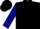 Black, blue circled em, blue stripe on slvs