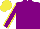 Royal purple,yellow seams on sleeves, yellow cap