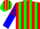 Red, green stripes, purple and blue halved slvs