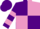Purple and mauve (quartered), hooped sleeves, purple cap