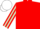 Red, white sleeves, light green stripes, white cap